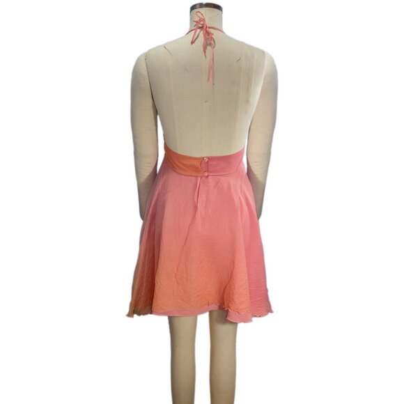 Julia Silk Pink Ombre Halter Mini Dress - Small - Picture 4 of 10